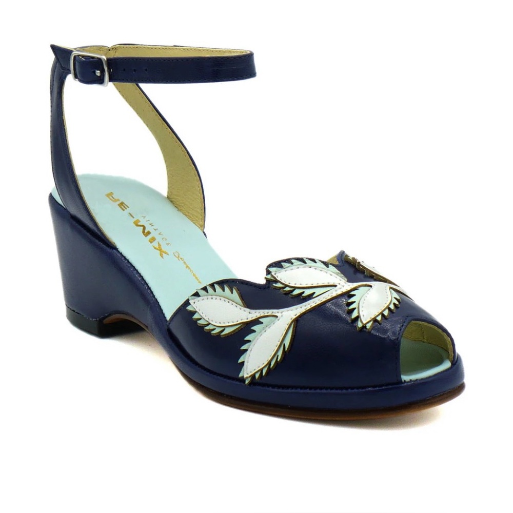 Remix Blue and White Wedge Sandals